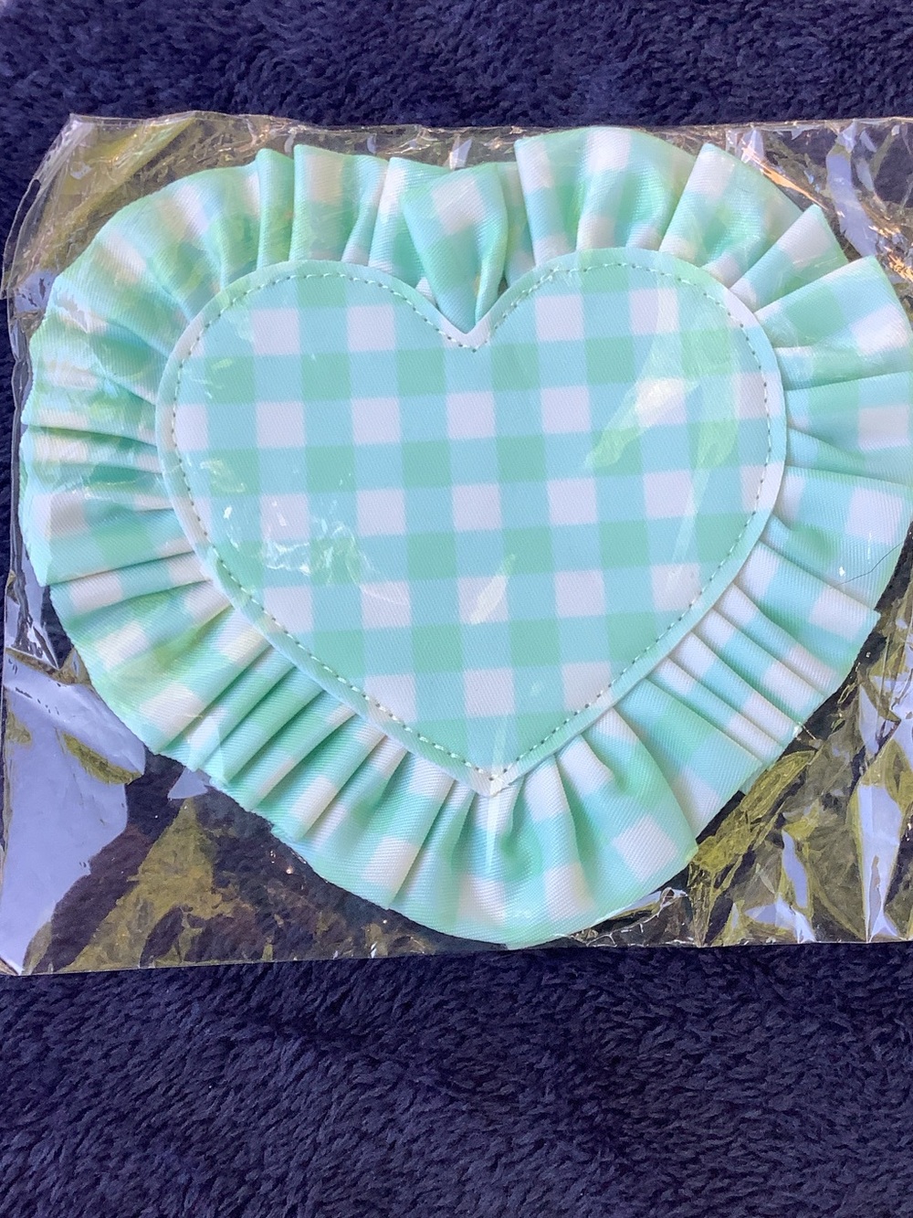 Stoney Clover Lane Mint Gingham Heart Ruffle Decoration